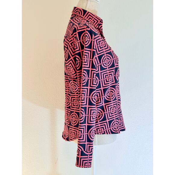 MELLY M Blouse Pink Blue Button Down Top Golf Chic Athletic Designer | SMALL - Picture 3 of 7